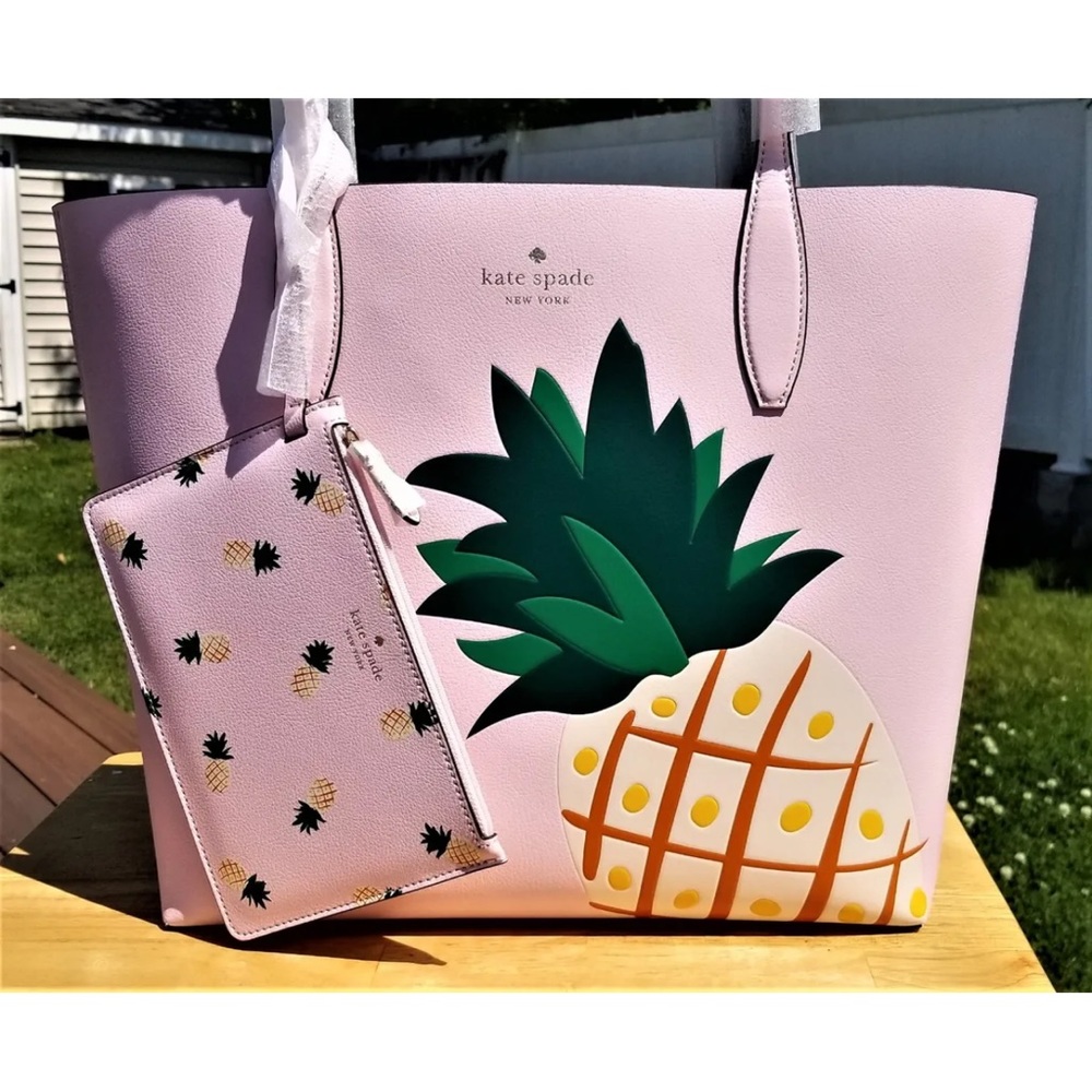 COPY - COPY - NWT Kate Spade Large Pineapple Tote Bag Reversible Pink / Green